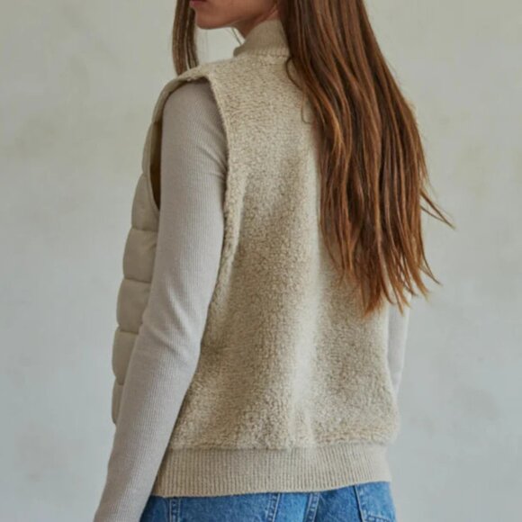 By Together Jackets & Blazers - Quilted Puffer Vest Zip Front Lightweight Neutral Layer